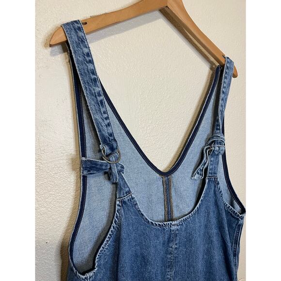Free People We The Free High Roller Jumpsuit Overalls Medium Wash Boho Large - Picture 5 of 15